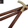 Medieval Replicas Walking Stick - Men Derby Canes and Wooden Walking Stick for Men and Women - 37" Brown Ebony Brass T Shape Handle in Golden Tone Natural Wood Unisex Cane ECTORIA - Image 4