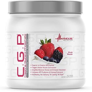 Metabolic Nutrition, CGP, Creatine Glycerol Phosphate, 100% Micronized Creatine Powder, Pre Intra Post Workout Supplement, Fruit Punch, 400 Grams (40 Servings)