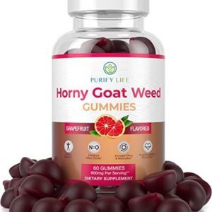 Potent Horny Goat Weed Gummies (60ct 800mg) Horny Goat Weed for Men & Women Epimedium Extract for Natural Energy Boost, Performance, Stamina & Drive - Natural Grapefruit Flavor Chew [Upgraded Gummies]