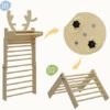 BanaSuper Wooden Swedish Ladder Wall Deer Stall Bars Set for Whole Family Triangle Climber for Kids Gymnastic Wall Gym Climbing Play Structure Indoor Jungle Gym Playground - Image 2