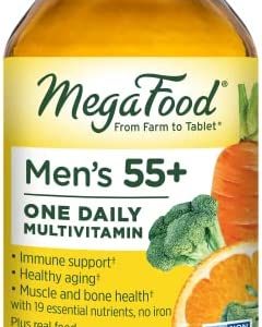 MegaFood Men's 55+ One Daily - Multivitamin for Men with B12, C & D Vitamins, Zinc & Selenium - Non-GMO, Gluten-Free, Vegetarian & Made without Dairy and Soy - 120 Tabs