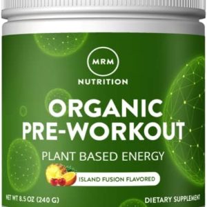 MRM Nutrition Organic Pre-Workout Powder | Island Fusion Flavored | Superfoods + 150mg Natural Caffeine + adaptogens | Clean Energy + Focus| Healthy Blood Flow | Vegan + Non-GMO | 20 Servings