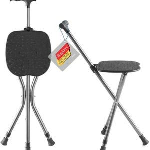 BigAlex Walking Cane with Seat Lightweight Cane Seat for Seniors Adjustable Folding Cane Chair for Women with 3 No-Slip Legs and Comfortable Handle