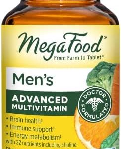 MegaFood Men's Advanced Multivitamin - Doctor-Formulated Multivitamin for Men with Choline, B12, D, C, and Zinc - Brain Health, Immune Support & Energy Metabolism - Vegetarian - 60 Tabs (30 Servings)