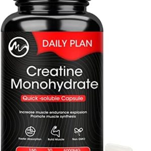 Creatine Monohydrate Capsules 5000MG - Unflavored Creatine pills w/Glucose 150 Capsules - Muscle Strength Supplement - Support Energy /Athletic /Workout Anti-fatigue for Men Women