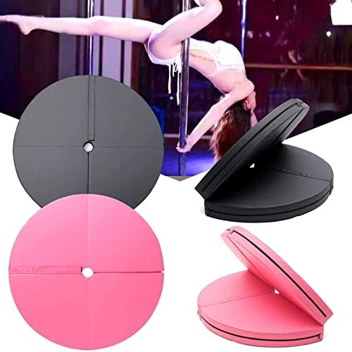 Pole Dance Mat Safety Foldable Yoga Exercise Gymnastics Training Safety Dancing Cushion Portable Circular Steel Pipe Crash Mat(Size:120x3cm,Color:Pink) - Image 2