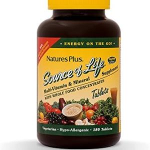 NaturesPlus Source of Life Multivitamin - Whole Food Nutritional Supplement with Chelated Minerals, Energy Booster - 180 Vegetarian Tablets (60 Servings)