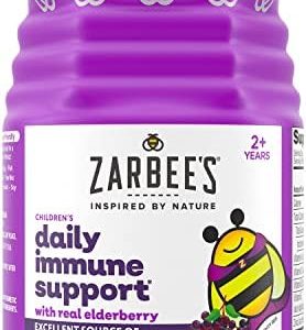 Zarbee's Elderberry Gummies for Kids with Vitamin C; Zinc & Elderberry; Daily Childrens Immune Support Vitamins Gummy for Children Ages 2 and Up; Natural Berry Flavor; 42 Count