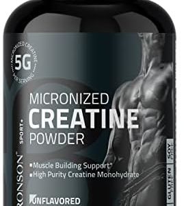 Bronson Micronized Creatine Monohydrate Powder, Unflavored, Keto Friendly, Non-GMO, 300g