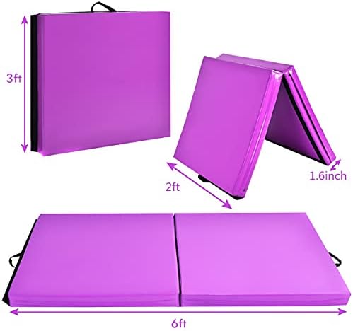 Giantex 6'x 2' Folding Gymnastics Mat, Exercise Mat w/ Carrying Handles, Small Size, Easy to Store and Clean, Lightweight Tumbling Mat for Gym, Home - Image 5