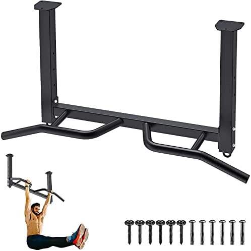 Kipika Heavy Duty Ceiling Mounted Pull Up Bar, Highly Adjustable, Multifunctional Chin Up Bar, Body Workout Home Gym System, Punching Bag Hanger, Resistance Bands Training