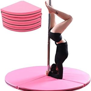 Pole Dance Mat Safety Foldable Yoga Exercise Gymnastics Training Safety Dancing Cushion Portable Circular Steel Pipe Crash Mat(Size:120x3cm,Color:Pink)