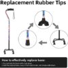 Quad Cane YOKABOZE Adjustable Walking Cane with 4-Pronged Base for Extra Stability Silicone Handle and Replaceable Lightweight Aluminum Walking Stick for Men or Women - Image 3
