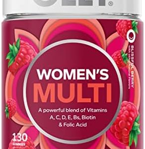 OLLY Women's Multivitamin Gummy, Overall Health and Immune Support, Vitamins A, D, C, E, Biotin, Folic Acid, Adult Chewable Vitamin, Berry, 65 Day Supply - 130 Count