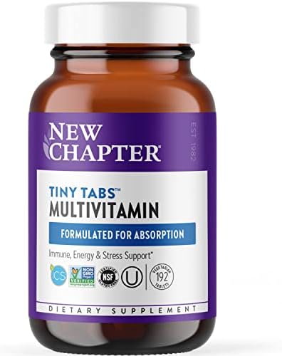 New Chapter Tiny Tabs Multivitamin with Energy Stress and Immune Support + Vitamin D3 + B Vitamins, 192 Count