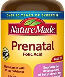 Nature Made Prenatal Multivitamin with Folic Acid, Prenatal Vitamin and Mineral Supplement for Daily Nutritional Support, 250 Tablets, 250 Day Supply