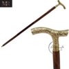 Medieval Replicas Walking Stick - Men Derby Canes and Wooden Walking Stick for Men and Women - 37" Brown Ebony Brass T Shape Handle in Golden Tone Natural Wood Unisex Cane ECTORIA - Image 2