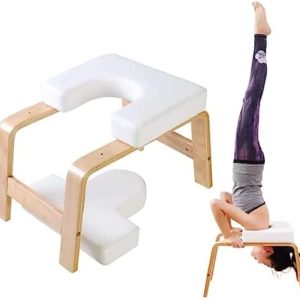 GOVRN Yoga Headstand Bench- Stand Yoga Chair for Family, Gym - Wood and PU Pads - Relieve Fatigue and Build Up Body, Improve Sleep & Digestion