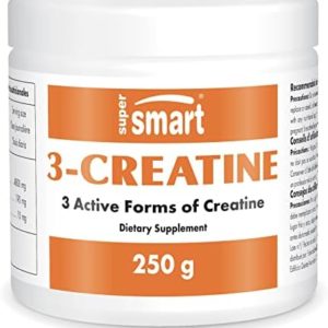 Supersmart - 3-Creatine - with Creatine Monohydrate - Physical Performance & Muscle Stimulator - Increase Faster Post-Exercise Recovery | Non-GMO & Gluten Free - 250 g