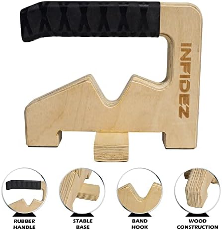 INFIDEZ 3-in-1 Wooden Pull Up and Push Up Handles, Resistance Band Handles, Non-slip Push Up Handles for Floor with Stable Base, Handstand Bars, Calisthenics Equipment for Indoor and Outdoor Workout - Image 5