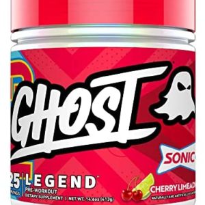 GHOST Legend V2 Pre-Workout Energy Powder, Sonic Cherry Limeade - 25 Servings - Caffeine, L-Citrulline, & Beta Alanine Blend for Energy Focus & Pumps - Free of Soy, Sugar & Gluten, Vegan