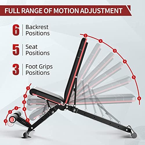 HARISON Adjustable Weight Bench Workout Benches for Home Incline Decline Flat Exercise Bench Home Gym Equipment - Image 2