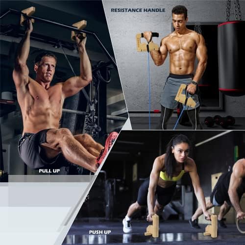 INFIDEZ 3-in-1 Wooden Pull Up and Push Up Handles, Resistance Band Handles, Non-slip Push Up Handles for Floor with Stable Base, Handstand Bars, Calisthenics Equipment for Indoor and Outdoor Workout - Image 6