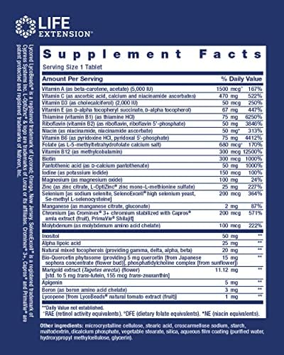 Life Extension One-Per-Day Multivitamin - Essential Vitamins & Minerals - for Healthy Immune Function, Cellular, Blood Vessel, Heart & Brain Health - Non-GMO, Gluten-Free - 60 Tablets - Image 3
