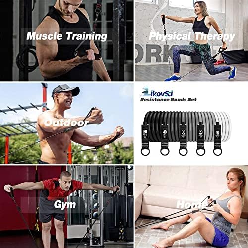 LIKOVSCI Resistance Bands Set 150 lbs 11pcs, Exercise Bands Fitness Workout with Door Anchor, Handles, Carry Bag, Legs Ankle Straps for Resistance Training, Physical Therapy, Home Workouts - Image 7