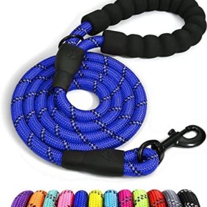 Taglory Rope Dog Leash 6FT with Comfortable Padded Handle, Highly Reflective Threads Dog Leash for Medium Dogs, 3/8 inch, Navyblue
