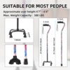 Quad Cane YOKABOZE Adjustable Walking Cane with 4-Pronged Base for Extra Stability Silicone Handle and Replaceable Lightweight Aluminum Walking Stick for Men or Women - Image 2