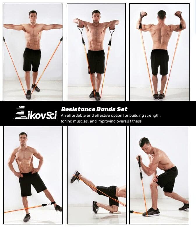 LIKOVSCI Resistance Bands Set 150 lbs 11pcs, Exercise Bands Fitness Workout with Door Anchor, Handles, Carry Bag, Legs Ankle Straps for Resistance Training, Physical Therapy, Home Workouts - Image 6