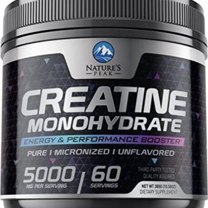 Creatine Monohydrate Powder - 5g of Pure Micronized Creatine Powder per Serving, Creatine Pre Workout, Creatine for Muscle Recovery Support, Energy & Strength, Vegan, Keto, Gluten-Free - 60 Servings