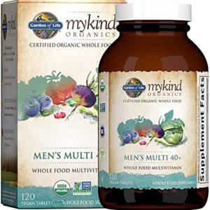 Garden of Life mykind Organics Whole Food Multivitamin for Men 40+, Vegan Mens Multi for Health & Well-Being Certified & Minerals for Men Over 40 Mens Vitamins, 120 Tablets