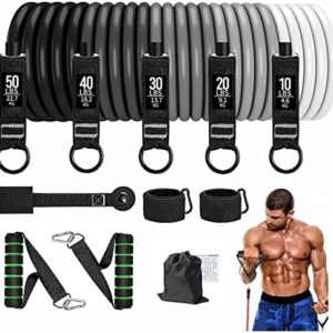 LIKOVSCI Resistance Bands Set 150 lbs 11pcs, Exercise Bands Fitness Workout with Door Anchor, Handles, Carry Bag, Legs Ankle Straps for Resistance Training, Physical Therapy, Home Workouts