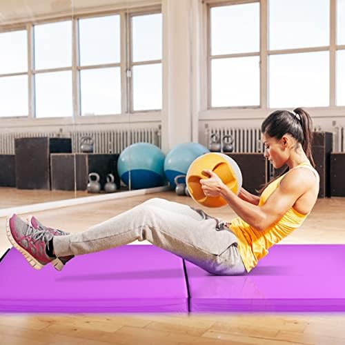 Giantex 6'x 2' Folding Gymnastics Mat, Exercise Mat w/ Carrying Handles, Small Size, Easy to Store and Clean, Lightweight Tumbling Mat for Gym, Home - Image 7