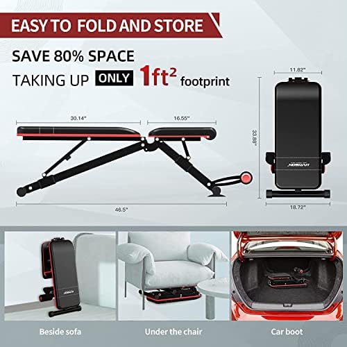 HARISON Adjustable Weight Bench Workout Benches for Home Incline Decline Flat Exercise Bench Home Gym Equipment - Image 4