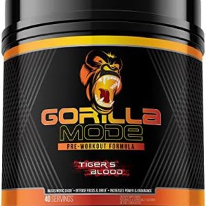 Gorilla Mode Pre Workout - Massive Pumps · Laser Focus · Energy · Power - L-Citrulline, Creatine, GlycerPump™, L-Tyrosine, Agmatine, Kanna, N-Phenethyl Dimethylamine Citrate - 617 Grams (Tigers Blood)