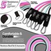 Resistance Bands with Handles for Women and Men,5 Levels Exercise Bands Up to 150 lbs,Workout Bands,Door Anchor, Ankle Straps for Training,Physical Therapy, Yoga, Pilates - Image 3