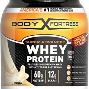 Body Fortress Super Advanced Whey Protein Powder, Vanilla, Immune Support (1), Vitamins C & D Plus Zinc, 1.74 lbs