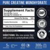 Creatine Monohydrate Powder - 5g of Pure Micronized Creatine Powder per Serving, Creatine Pre Workout, Creatine for Muscle Recovery Support, Energy & Strength, Vegan, Keto, Gluten-Free - 60 Servings - Image 2