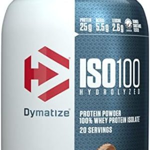 Dymatize ISO100 Hydrolyzed Protein Powder, 100% Whey Isolate , 25g of Protein, 5.5g BCAAs, Gluten Free, Fast Absorbing, Easy Digesting, Gourmet Chocolate, 20 Servings