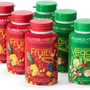 Balance of Nature Fruits and Veggies - Whole Food Nutritional Supplement with Superfood Fruits and Vegetables for Women, Men, and Kids - 90 Fruit Capsules, 90 Veggie Capsules - 3 Pack