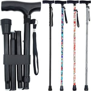 YAMTHR Walking Cane with Smooth Wood Derby Handle, Adjustable Walking Cane for Women, Folding Cane for Men, Foldable Cane, Canes for Seniors, Adjustable Cane, Supports up to 250 Pounds