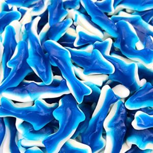 LaetaFood Blue Sharks Raspberry Marshmallow Gummy Candy (1 Pound Bag)