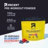 Ascent Pre Workout Powder - Preworkout for Men & Women with Zero Artificial Flavors & Sweeteners - Clean Energy with 150g Caffeine & 250g Electrolytes - Blueberry Raspberry, 30 Servings - Image 2