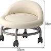 Baoblaze Small Short Stools, Low Rolling Stool with Wheels, Leather Roller Seat Stool Chair for Knee Exercises Fitness Foot Exercises Floor Cleaning, Beige - Image 3