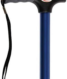 Carex Soft Grip Walking Cane - Height Adjustable Cane With Wrist Strap - Latex Free Soft Cushion Handle, Metallic Blue