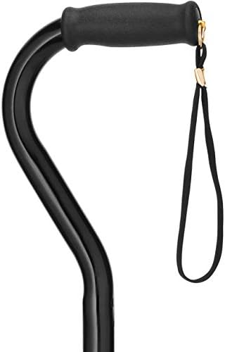 NOVA Heavy Duty Walking Cane with Offset Handle, 500 lb. Weight Capacity, Lightweight Adjustable Walking Stick with Carrying Strap, Black