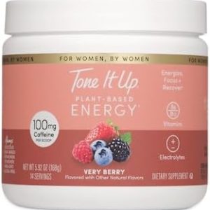Tone It Up Energy Booster I Caffeine and Electrolytes Pre-Workout Powder for Women I Gluten Free, Kosher, Non-GMO I 14 Servings, 10g of Protein - Very Berry Flavor
